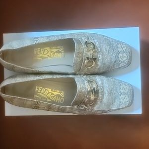 Salvatore Ferragamo Florence snakeskin loafers with gold buckles